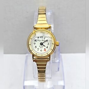 Womens Virgin Islands Swiss Rotating Gem Second Hand Watch Gold Tone New Battery